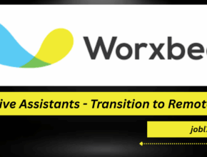 A promotional graphic highlighting the transition to remote work for executive assistants, featuring the Worxbee logo and the website jobl7.com.